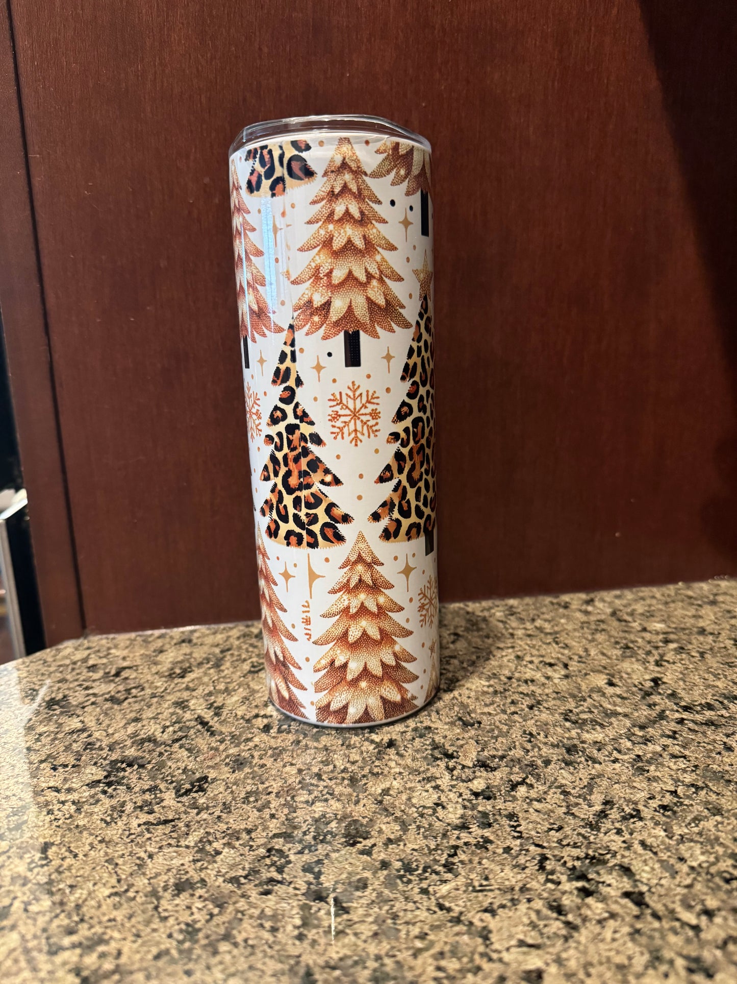 Merry Christmas Leopard Tree Tumbler