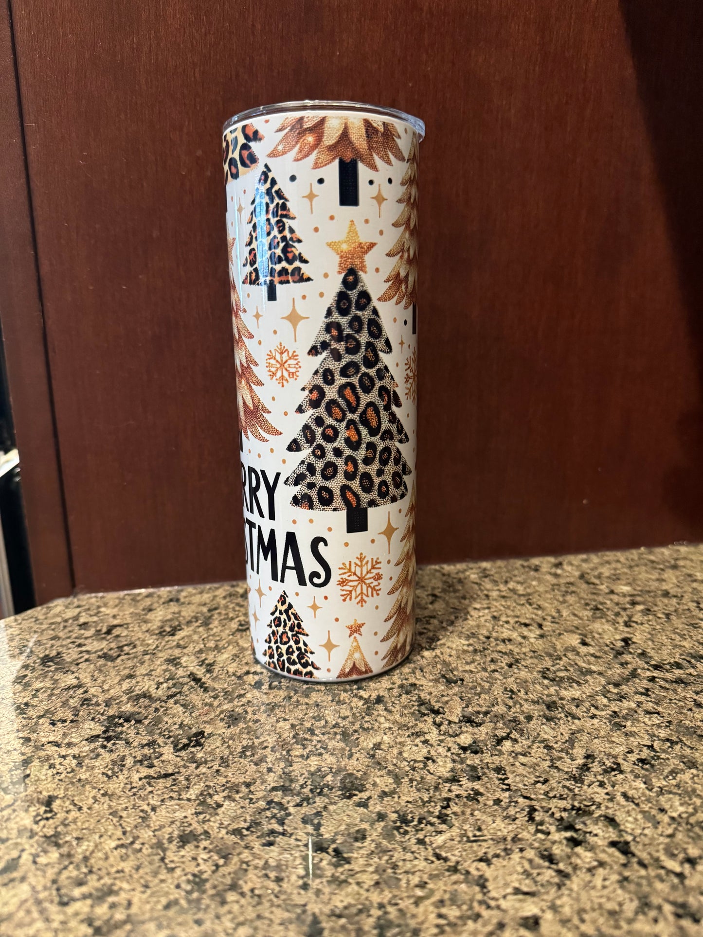 Merry Christmas Leopard Tree Tumbler