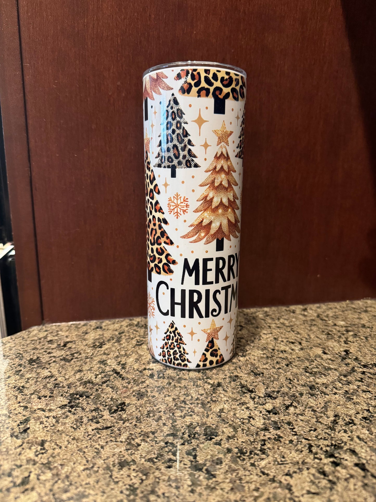 Merry Christmas Leopard Tree Tumbler