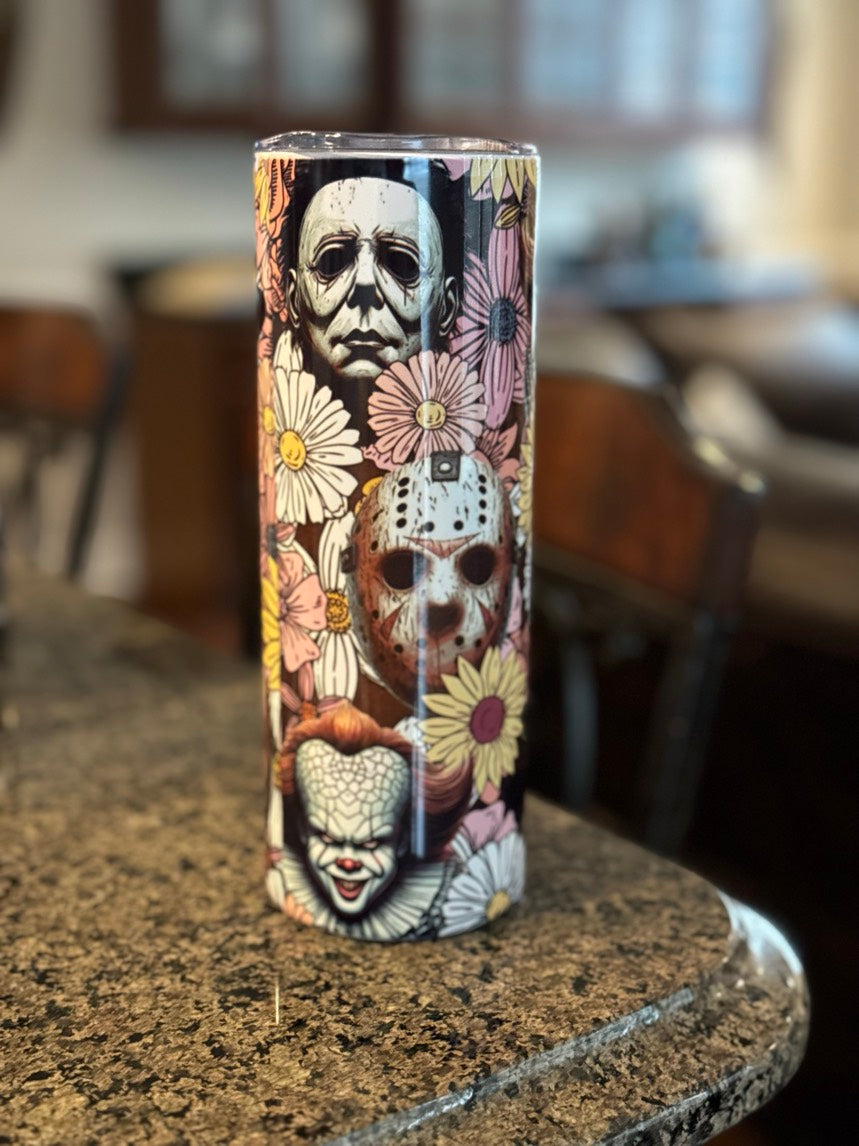 Horror Tumbler with flowers